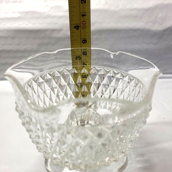 Vintage Indiana Glass Candle Holder Taper Votive Pillar Ripple Diamond 1960s-90s - Picture 9 of 9